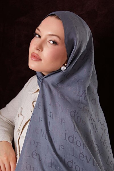 Levidor Gray Text Printed Naia Jacquard Shawl
