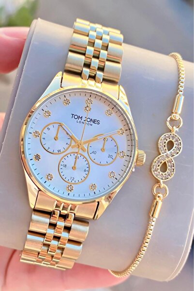 Tom Jones London Women's Watch Gold Color Original Steel 3Atm Waterproof 2 Ye...