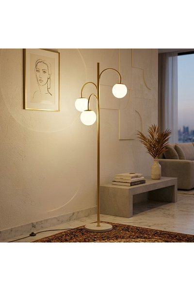 Generica Ethora 3-Light Gold Floor Lamp - Modern Luxury Designer Decorative L...