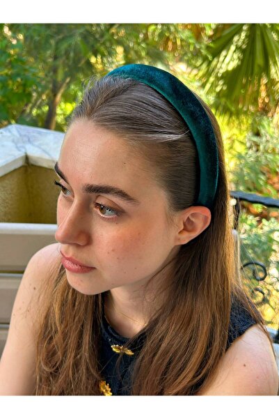ByMerve Women's Daily Soft Velvet Green Thin Hair Crown