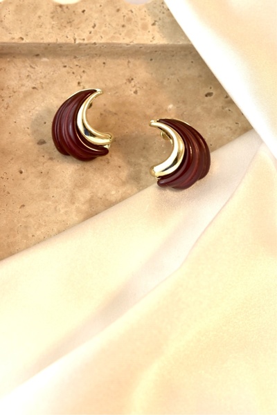 Bordo Detaylı Çelik Küpe