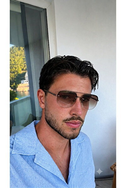 PİYESBOUTİQUE Men's Pentagonal Drop Eşref Single Sunglasses, Uv Protection, R...