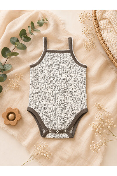 Generic Baby Bodysuit, Made of Cotton, White and Black Color with Snap Buttons