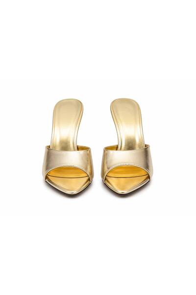 lünya Shoes Gold Gold Women's Thin Heeled Pointed Toe Slippers