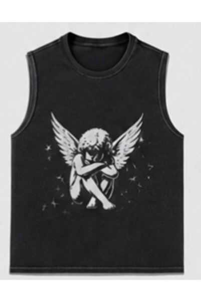 bellanova Street Style Anthracite Washed 100% Cotton Oversize Cut Tank Top