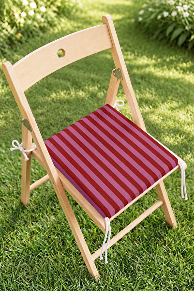 Home Bordo ve Mor Çizgili Fermuarlı Sandalye Minderi - Retro Dekoratif Bahçe ...