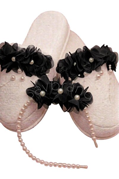 SavBrand Floral Pearl Maternity Slippers and Pearl Maternity Crown Mother Hos...