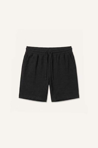 DeFacto Regular Fit Elastic Tie Waist Straight Leg Black Shorts I4858Ax26Sm
