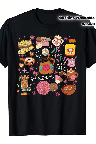 2mcup Vintage Mexican Christmas Tamale T-Shirt - Pan Dulce Xmas Food Design, ...