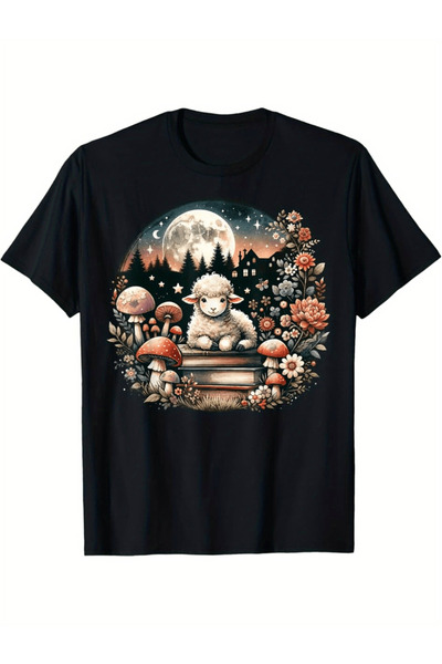 212Wear Floral Cottagecore Sheep Aesthetic T-Shirt All-Season Versatile Casua...