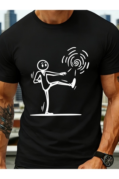 212Wear تي شيرت رجالي بأكمام قصيرة مطبوع عليه شخصية كرتونية تلعب كرة القدم. م...