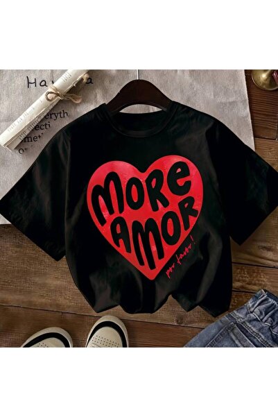2mcup تي شيرت أنيق وجذاب بتصميم قلب مطبوع عليه عبارة "More Love" باللغة الإسب...