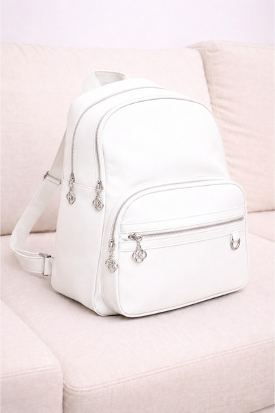 MILANOFOX 4-Compartment White Adjustable Strap Multi-Compartment Fabric Women...