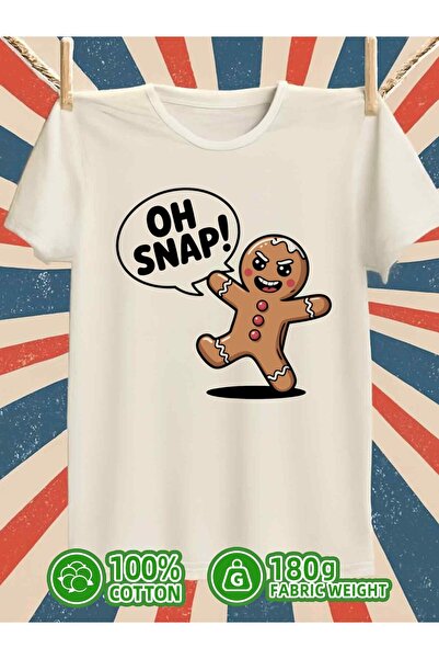 BASEPULSE Gingerbread Snap T-Shirt graphic t shirts mens 180G 100% Cotton whi...