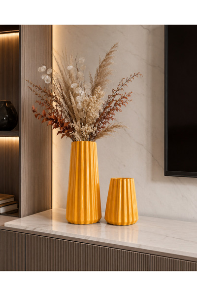 monocactus Mila Porcelain Look Striped Decorative Vase 20-10cm