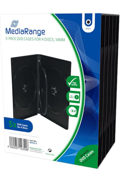 MediaRange Κουτί DVD με 4 θήκες, Μαύρο, 5 τεμάχια
