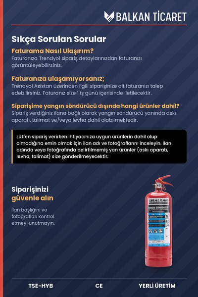 Balkan Ticaret 2Kg Yangın Tüpü Tozlu KKT ABC Ruhsata Uygun TSE-HYB CE Belgeli 4 Yıl Garantili