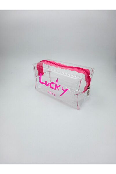 UCCELLO Transparent Makeup Bag Lucky Love Written Zipper Cosmetic Bag Travel ...
