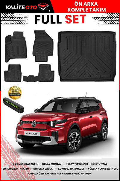 ko kaliteoto Citroen C3 Aircross Benzin/Hibrit 2026 Model Alt 3D Bagaj Havuzu...