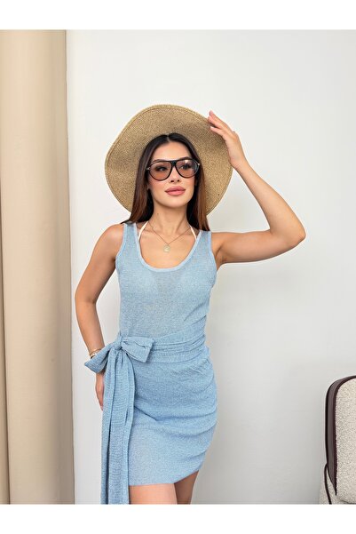 TOFİX textile Women's summer knit two-piece set with strappy top and mini ski...