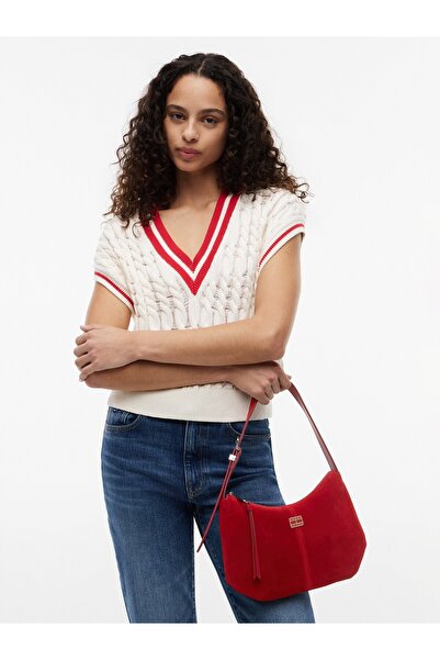Tommy Hilfiger TJW Bol Kesim Süet Omuz Çantası OS XMP Arizona Red