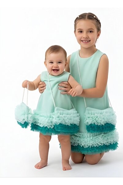 MODA Kız Bebek Tütü Detaylı Çanta Aksesuarlı Elbise