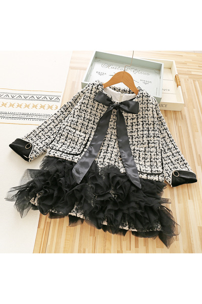 Printesasofy Set rochie de fete Little Lady negru cu jachetă