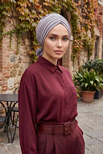 Aisha's Design عمامة جاهزة من الكريب بتفاصيل مزخرفة، B-86KR