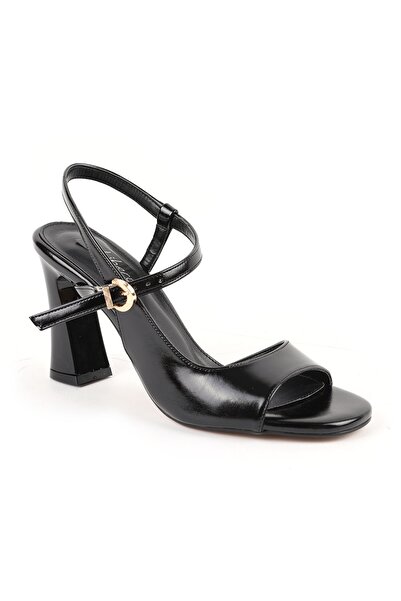 Libero Women's Sandals Patent Leather Shiny Open Toe Thick Goblet Heel Evenin...
