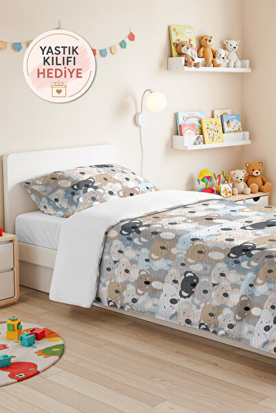 Evimde Bambaşka Colorful Koala Pastel Children's Room Pique Set - Beige 160X2...