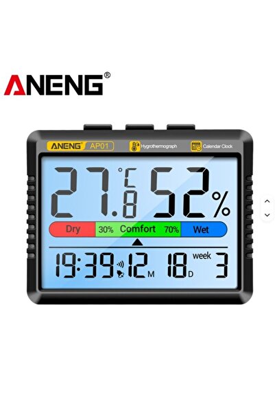 ANENG AP01 Dijital Termometre Nem Ölçer LCD Ekranlı Masaüstü Ortam Higrometre