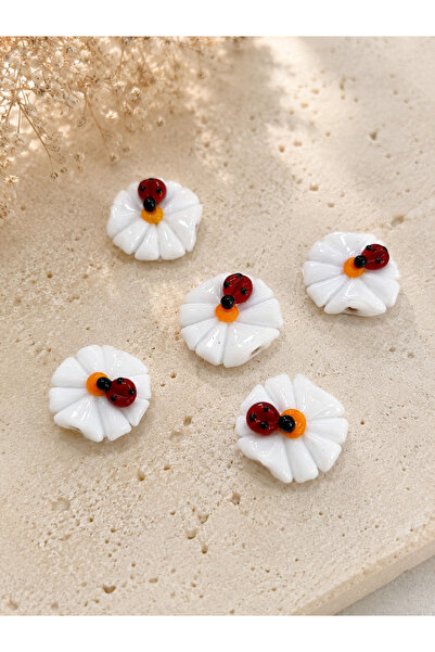 ADAMODART Handmade Murano Glass Ladybug Daisy Beads – Lampwork Jewelry Making...