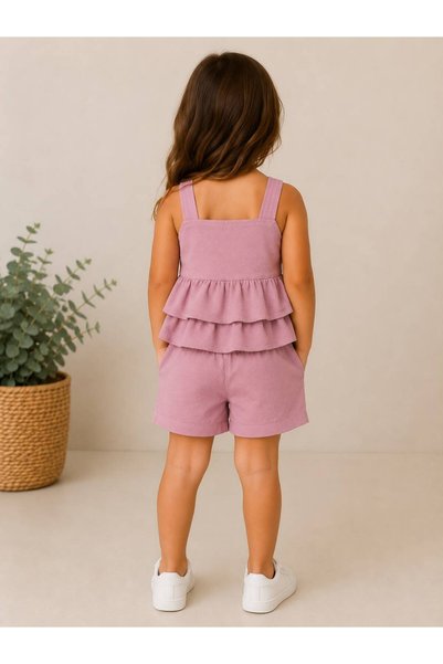 Montisu Mia 100% Cotton Gofreli Woven Fabric Layered Shorts Set