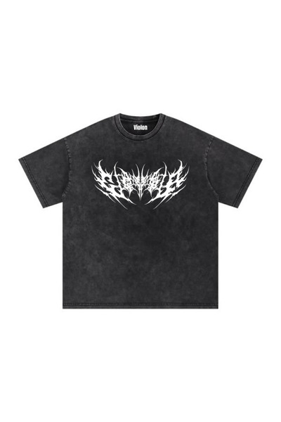 Violon Tricou oversize negru, lavabil, cu imprimeu Shadow Fang