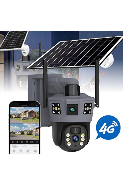 Daismart Cameră de supraveghere cu panou solar, Daismart, 4G, 1080P, zoom opt...
