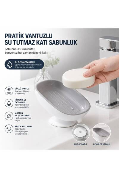 HB LİFE Practical Water-Repellent Solid Soap Dispenser with Suction Cup |   P...