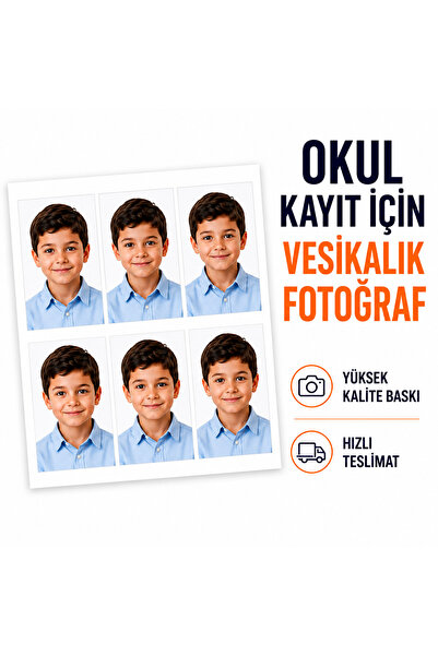 BM Foto Okul Kayıt İçin 6 Adet Vesikalık Fotoğraf Baskısı | Öğrenci Kimlik Fo...