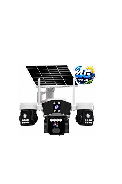 Midcom X5Tech 95GS 3 Kameralı 4G Solar Sim Kartlı PTZ IP Sesli Akıllı Güvenlik Kamera ( 3+3+3 MP )
