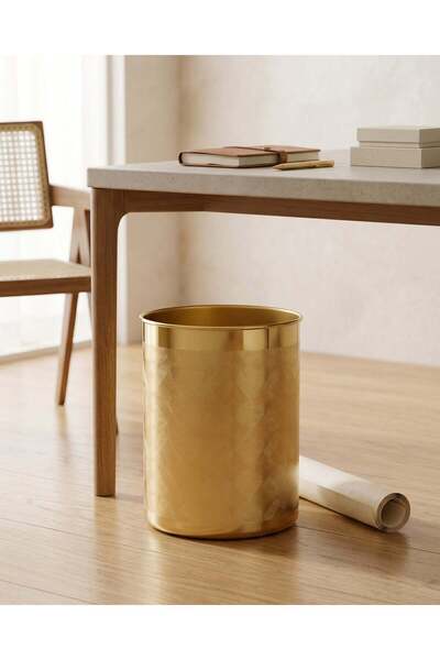 REDTAG Gold Geometric Etched Waste Bin