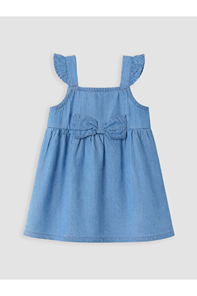 LC Waikiki Rmz Gi̇yi̇m Farkiyla Square Roba Collar Bowknot Baby Girl Jean Dress