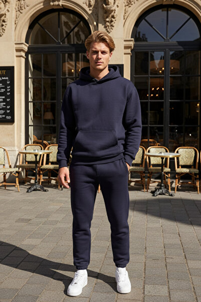 Runades Men's Oversized Sweatpants Set with Kangaroo Pockets and Elastic Cuff...