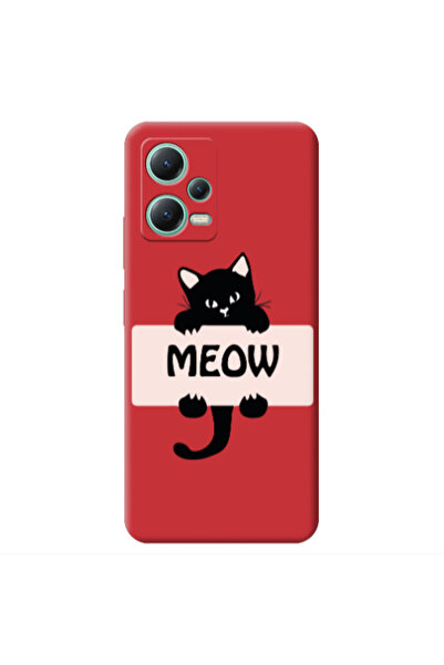Other Xiaomi Redmi Note 12 Pro 5G Meow Red Colored Silicone TPU Θήκη