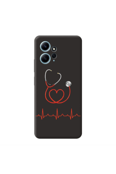 Other Xiaomi Redmi Note 12 4G Stethoscope Black Colored Silicone TPU Θήκη