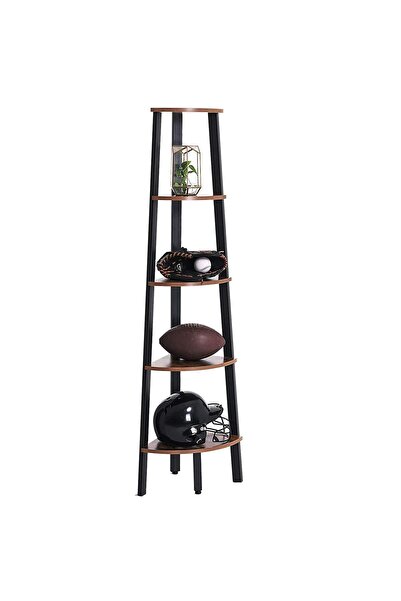 VASAGLE Etajeră de colț rustică, 5 rafturi, stil loft, maro/negru, 159 cm înă...