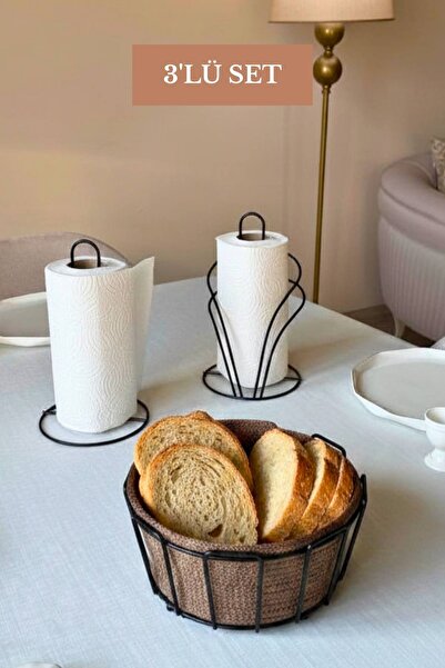 Edora Home Set of 3 Black Swan Napkin Holder, Upright Paper Towel Holder, Ova...