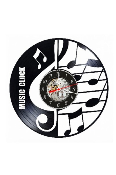 OEM Ceas de perete decorativ din disc de vinil, cu cheia sol și note muzicale...