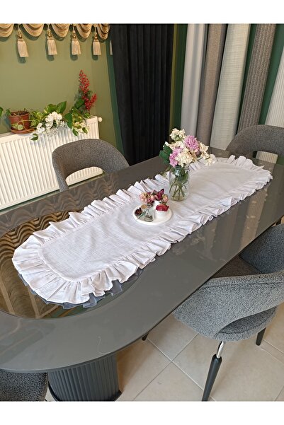 Desen Fırfırlı Keten Runner 40×150