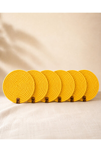 Naspar Yellow Color 6 Coasters |   12 cm Tea, Cup, Mug, Coffee, Candle, Cold ...