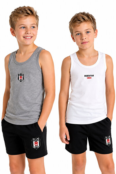 Beşiktaş New Season 2-Piece Set Licensed Men's T-Shirt 95% Cotton 5% Elastane