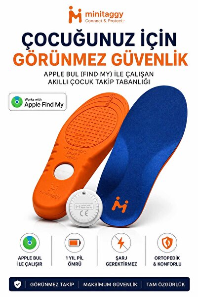 Minitaggy Çocuk Takip Tabanlık IOS (Find My) Uyumlu Ortopedik Görünmez Akıllı...